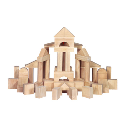 Melissa & Doug Standard Unit Solid-Wood Building Blocks with Wooden Storage Tray, 60-Piece Hardwood Sorting & Stacking Toys for Building & Balancing,