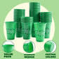 JOYIN 72 Pcs St.Patrick‘s Day 16 oz Cups, Green Disposable Plastic Lucky Clover Cups for Saint Patrick Party Supplies Set, Irish Lucky Day Party