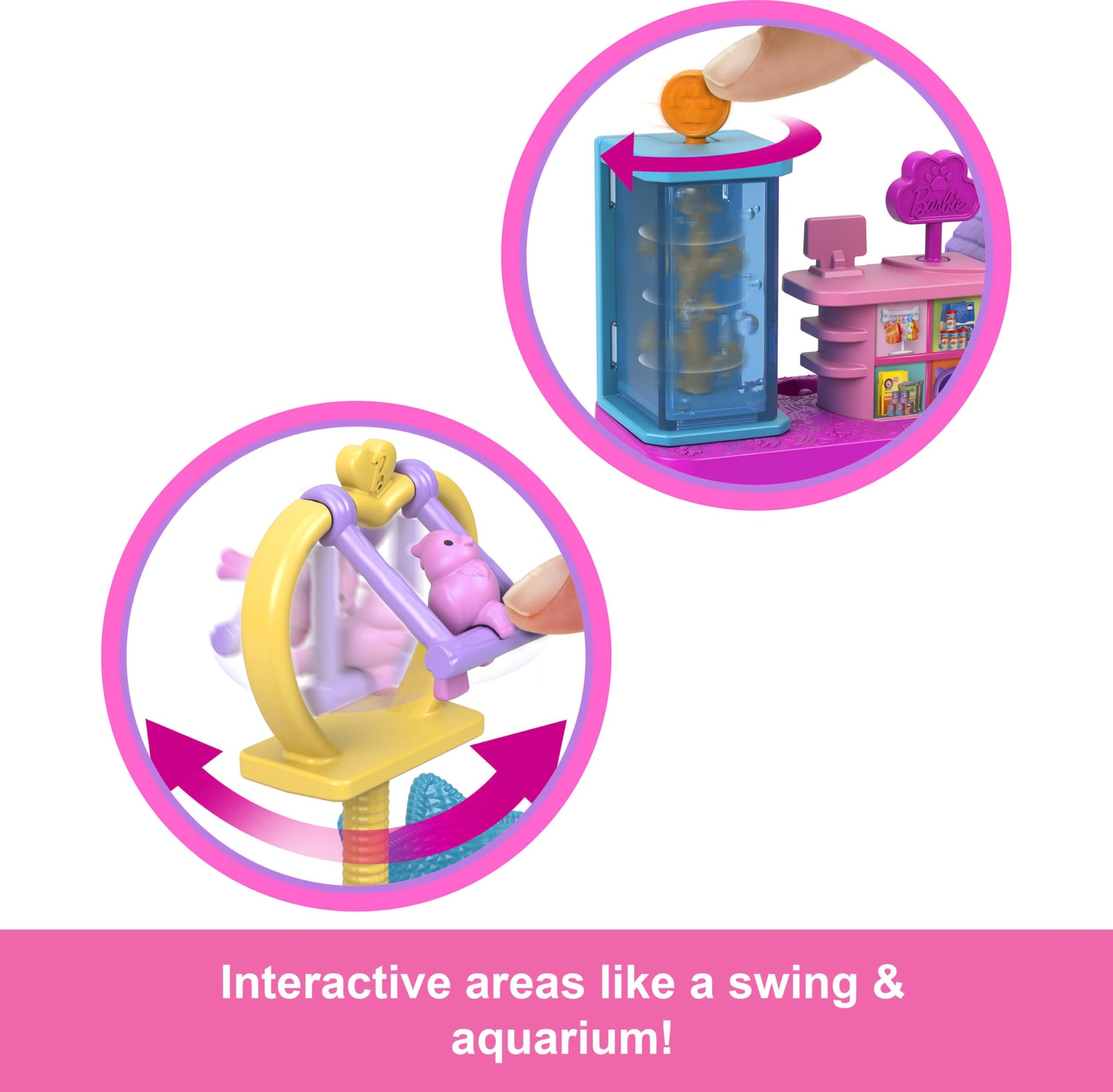 Barbie Mini BarbieLand Collectible Pet Boutique Playset with 1 1/2-Inch Doll, Product Display, Check Out Stand, Pet House & Cat Baskets