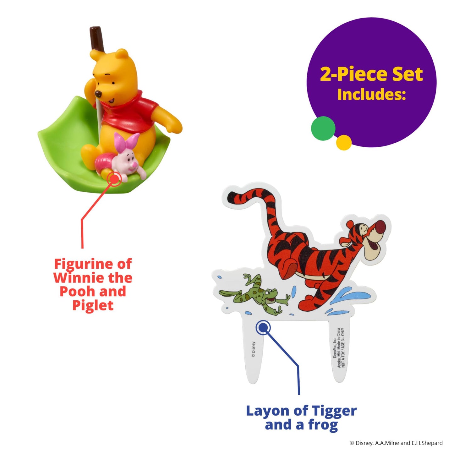 DecoSet® Winnie the Pooh, Piglet & Tigger Hunny Raindrops Cake Decorations, 2-Piece Set