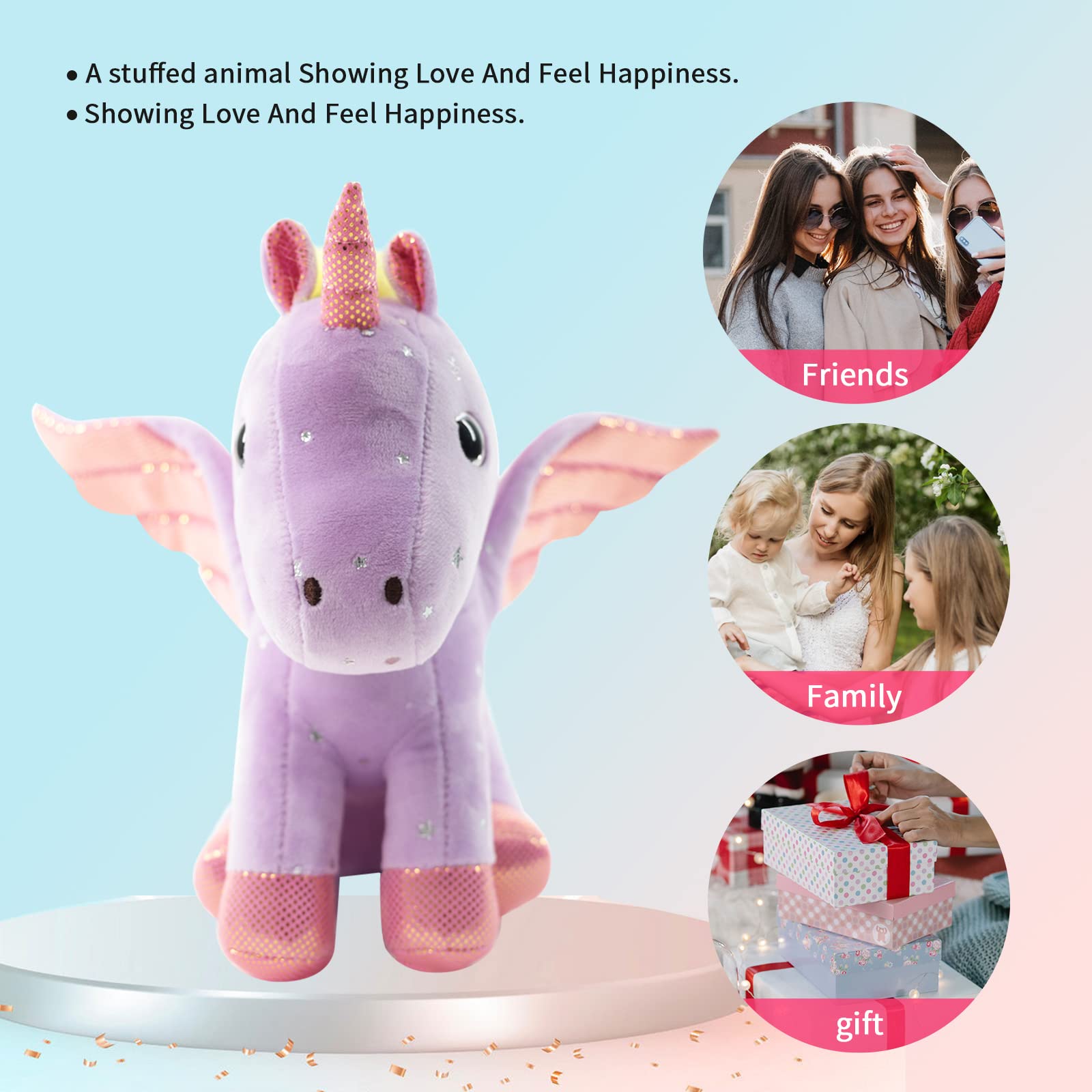 Sew Butiful 8 inch Unicorn Stuffed Animals, Cute Unicorn Gift Toys for Girls,Unicorns Birthday Gifts Soft Plush Toys Set for Baby, Toddler, Girls