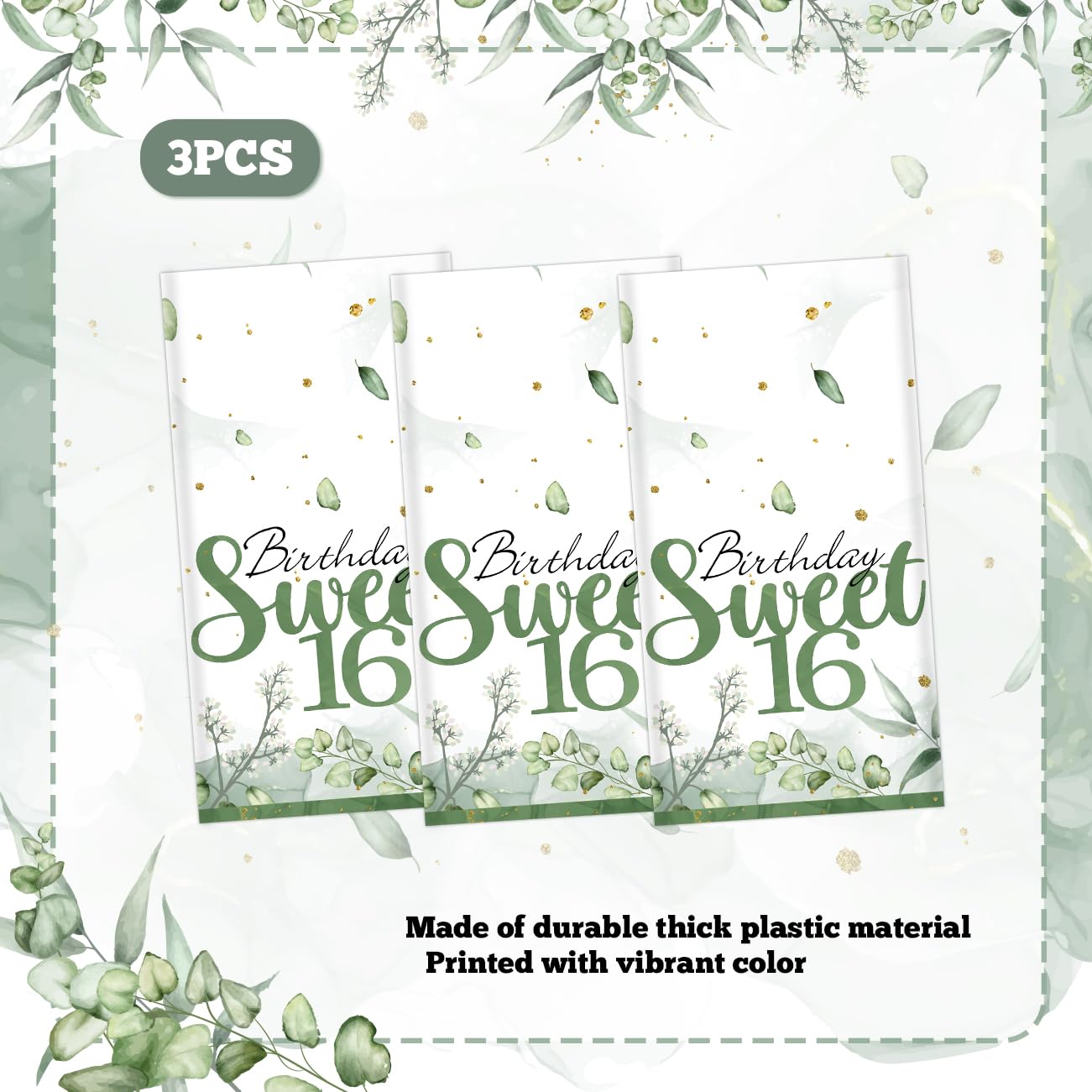 PATIAI Sweet 16 Party Decorations 3Pack Sweet 16th Tablecloths