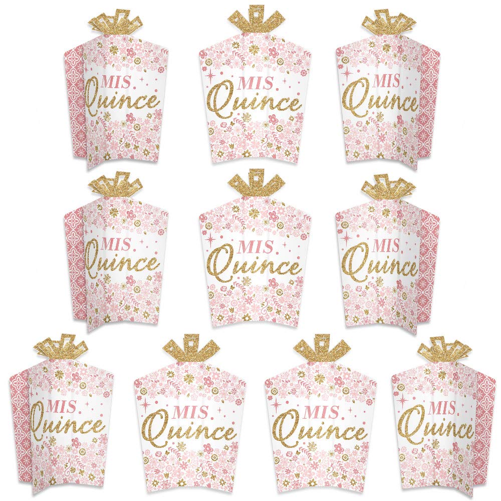 Big Dot of Happiness Mis Quince Anos - Table Decorations - Quinceanera Sweet 15 Birthday Party Fold and Flare Centerpieces - 10 Count
