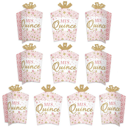 Big Dot of Happiness Mis Quince Anos - Table Decorations - Quinceanera Sweet 15 Birthday Party Fold and Flare Centerpieces - 10 Count
