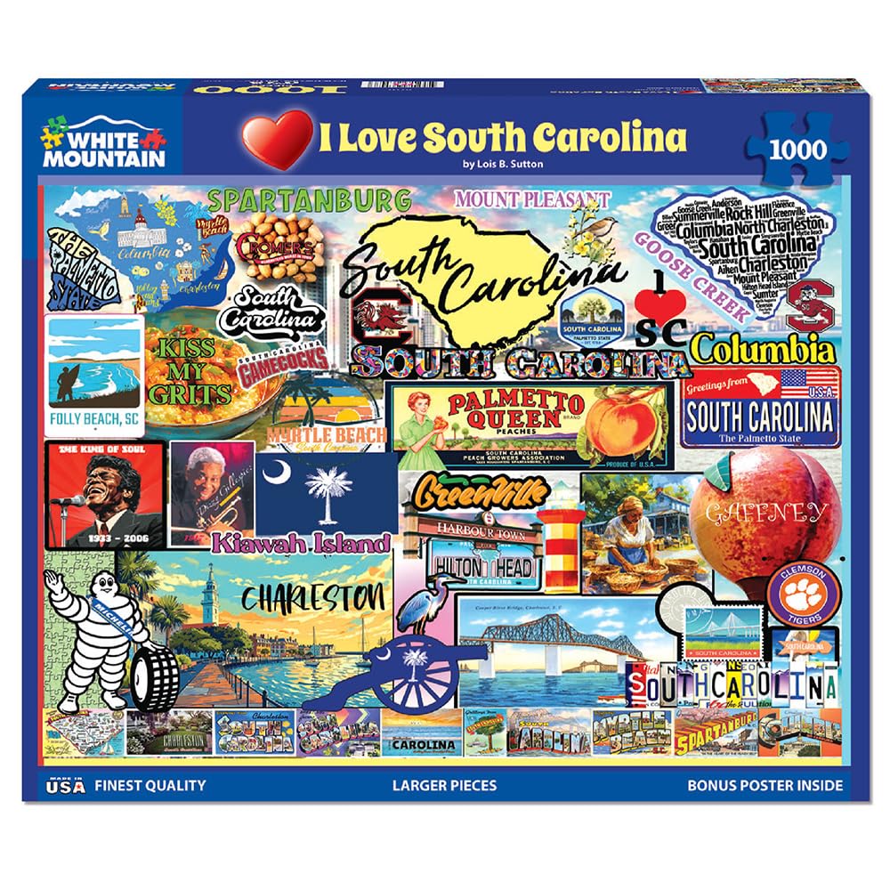 White Mountain 1000 Piece Jigsaw Puzzle, I Love South Carolina