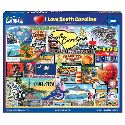 White Mountain 1000 Piece Jigsaw Puzzle, I Love South Carolina