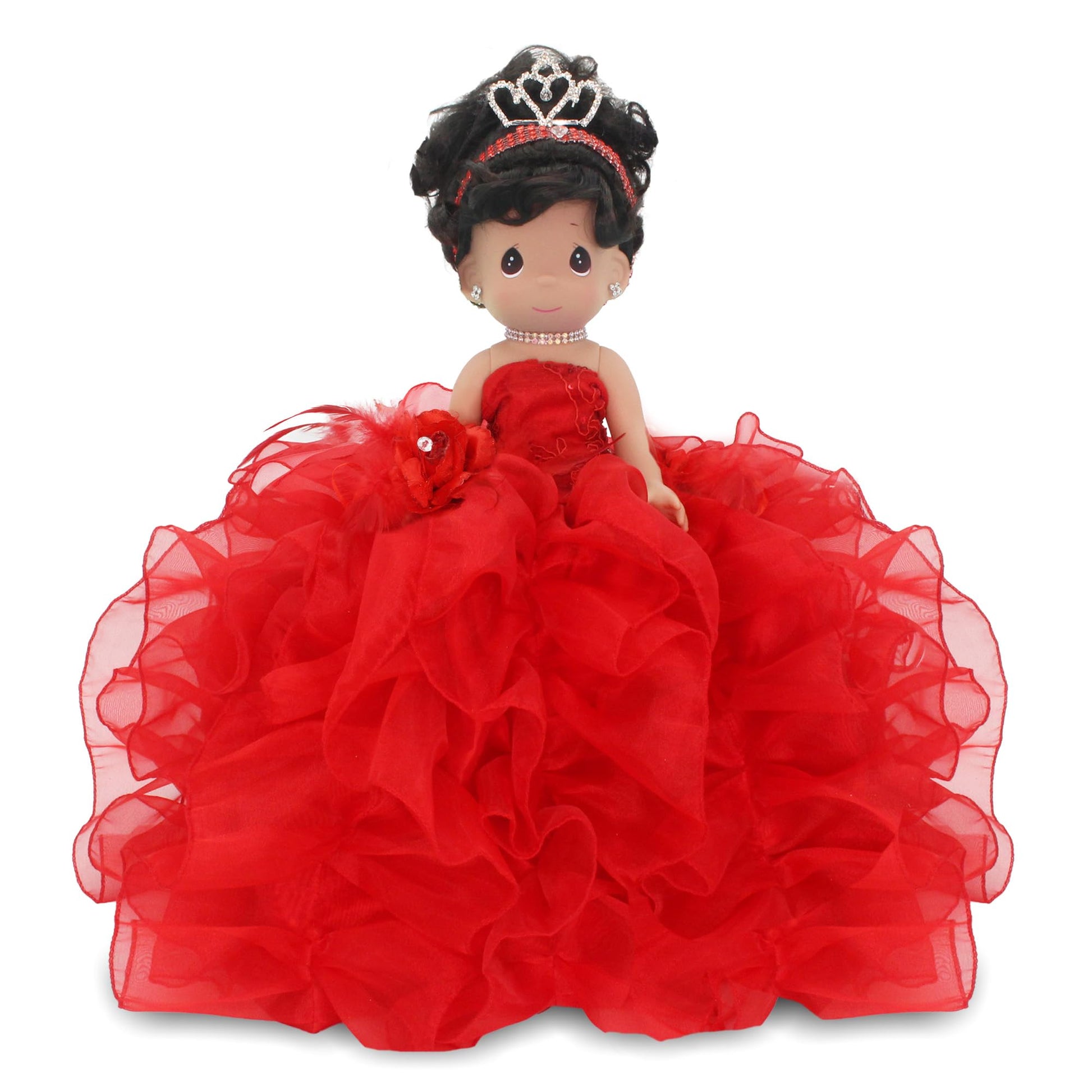 Kinnex Collections by Amanda 17" Quinceañera Centerpiece Doll - Ruffled Gown, Mis Quince Años Table Decoration & Keepsake ARC8421-14R (Red)
