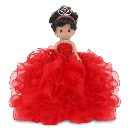Kinnex Collections by Amanda 17" Quinceañera Centerpiece Doll - Ruffled Gown, Mis Quince Años Table Decoration & Keepsake ARC8421-14R (Red)