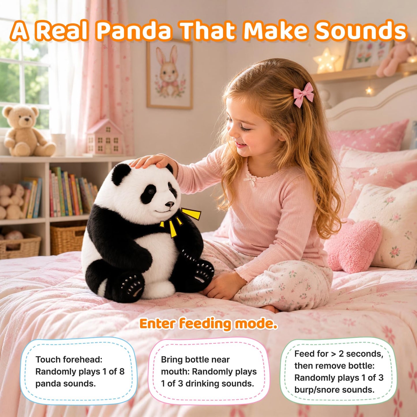 Golabs PT2 Plush AI Robot Panda Toy for Kids 3+,Interactive Companion Pet w/ 64 Languages, APP w/ 10 Roles Powered by GPT-4o, Voice & Touch