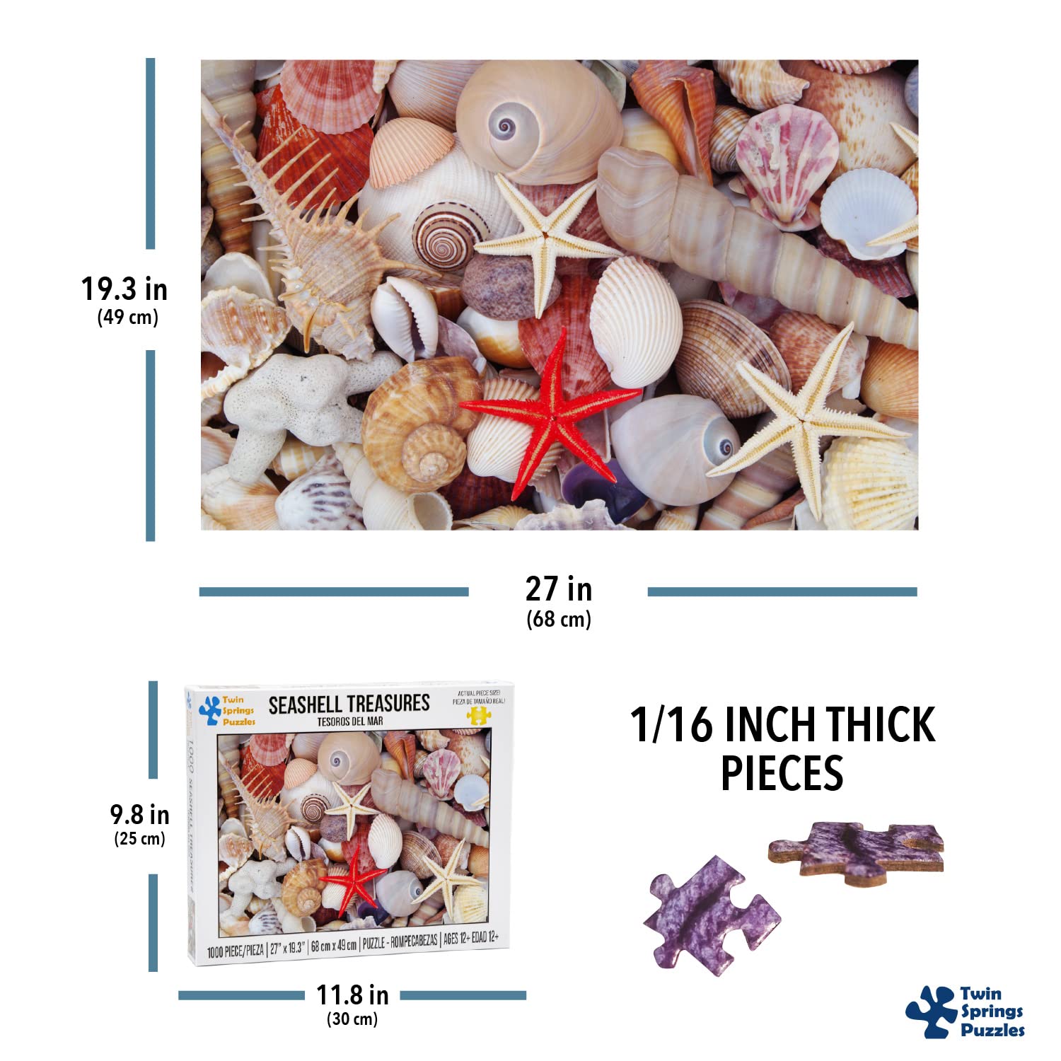 Twin Spring Goods 1000 Piece Jigsaw Puzzle, Seashell Treasures, 1,000 pcs
