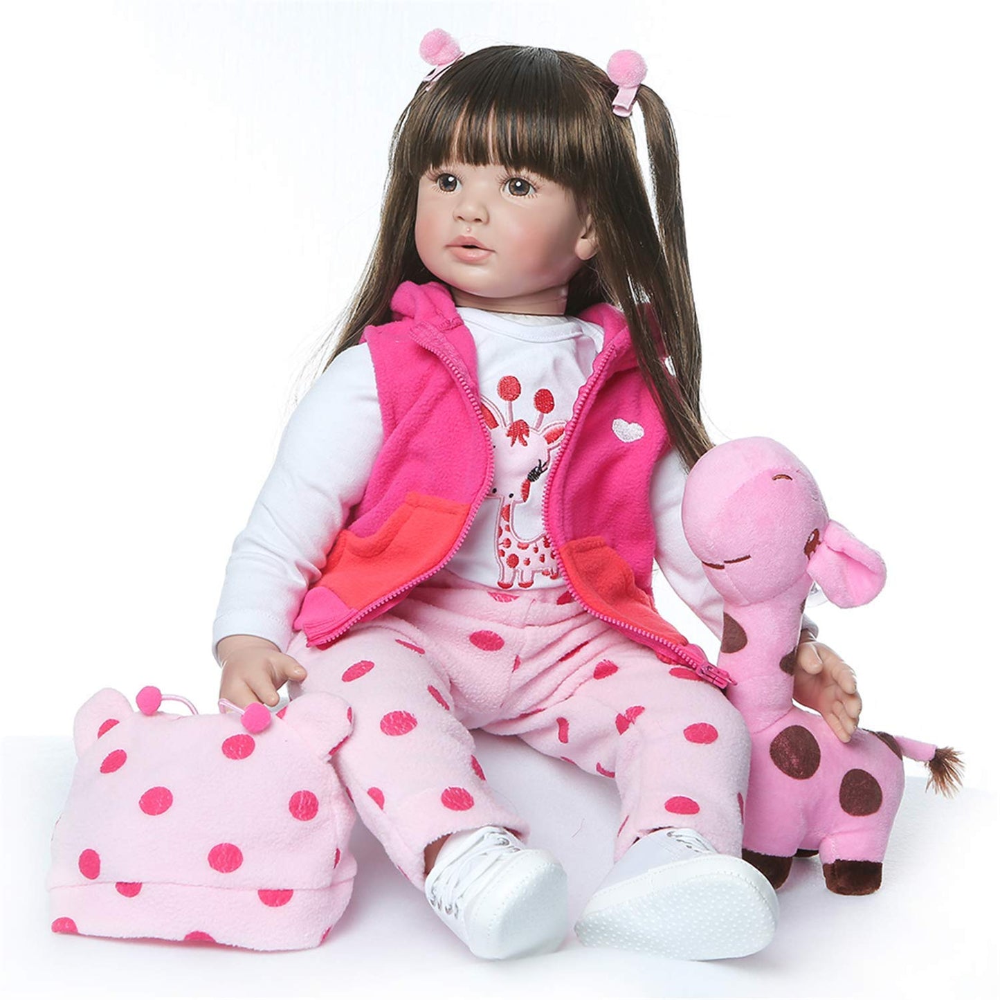 Angelbaby Doll Reborn Toddler Girls Dolls 24 Inch 60cm Soft Silicone Baby Dolls Looks Real Long Hair Weighted Huggable Vinyl Toys Birthday Festival