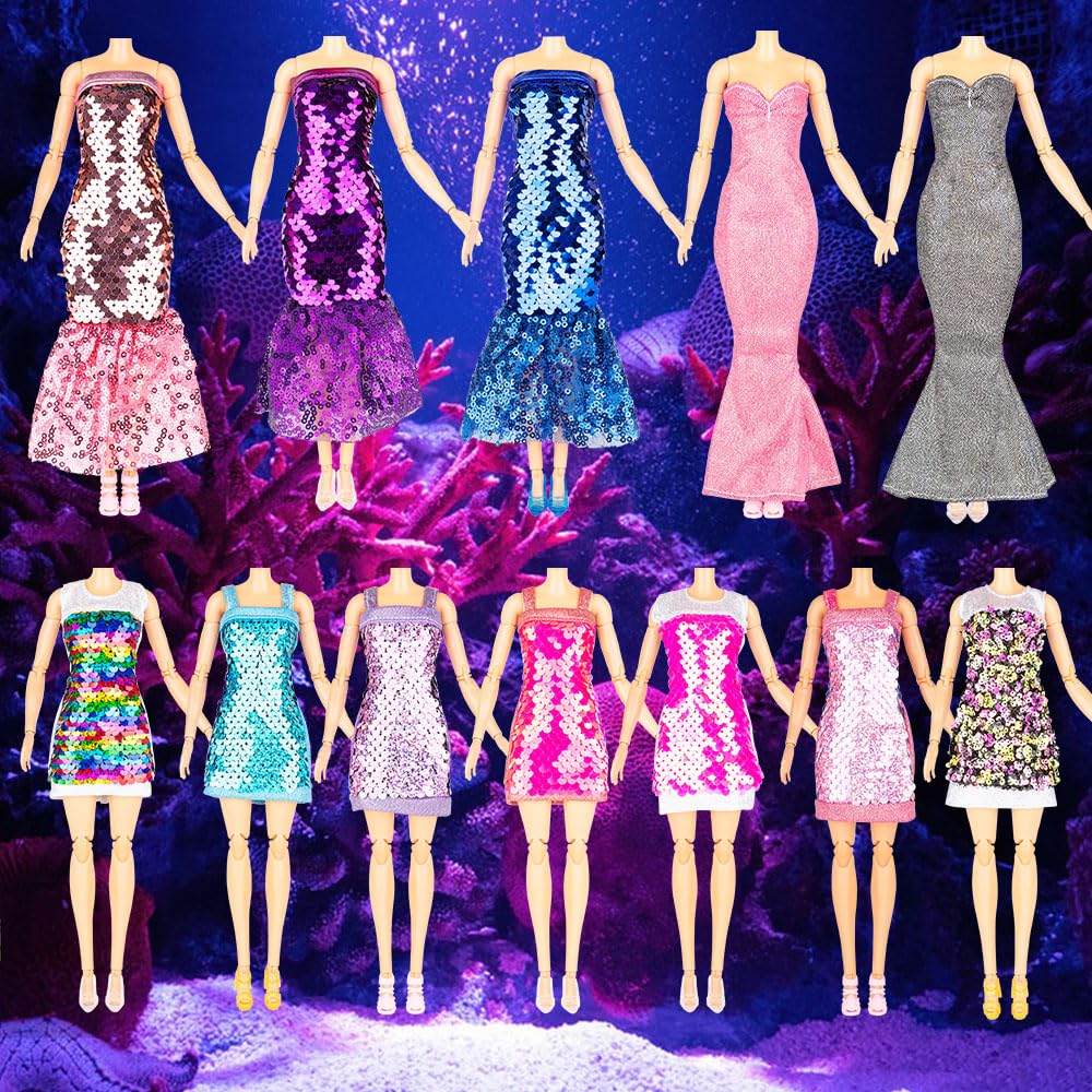 Keysse 29-Piece Sequin Mermaid Doll Clothes for 11.5 Inch Dolls