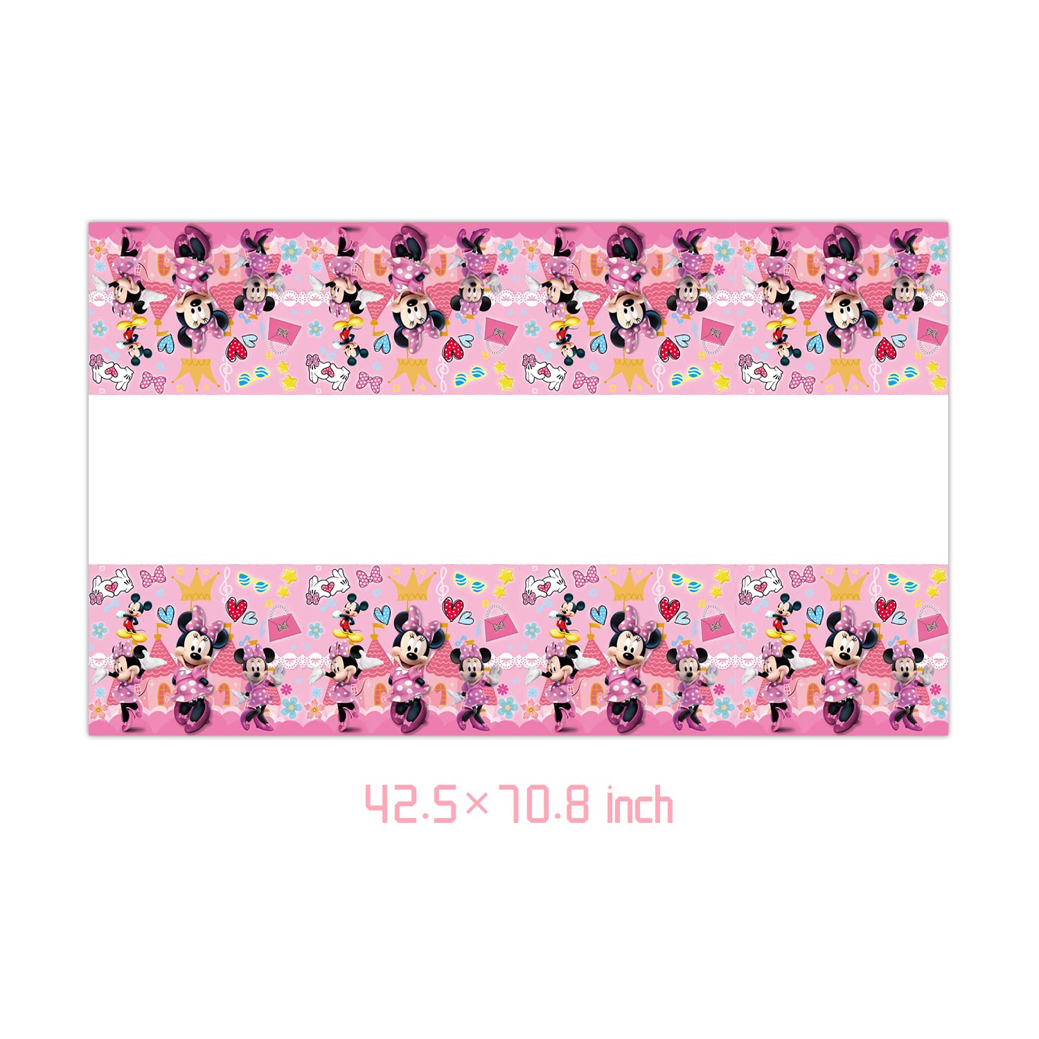 WETIM 2Pack Minnie Tablecloth Disposable Tablecover Birthday Party Supplies and Decorations for Kid Boy Baby Shower Minnie Tables 70"X42"