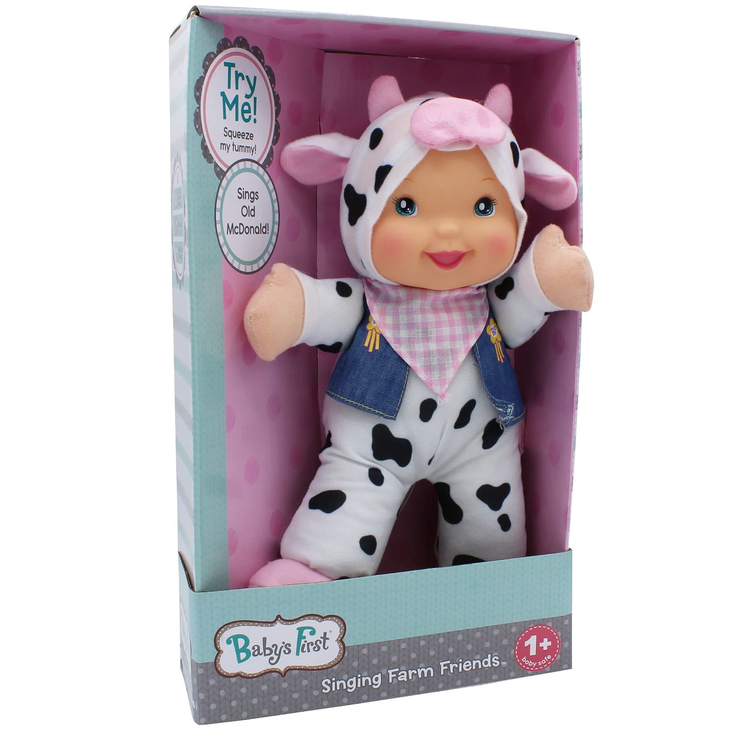 Baby's First (Bilingual - English-Spanish) 12" Farm Animal Friends Cow Soft & Cuddly Singing Musical Doll, Sings Old McDonald Had a Farm