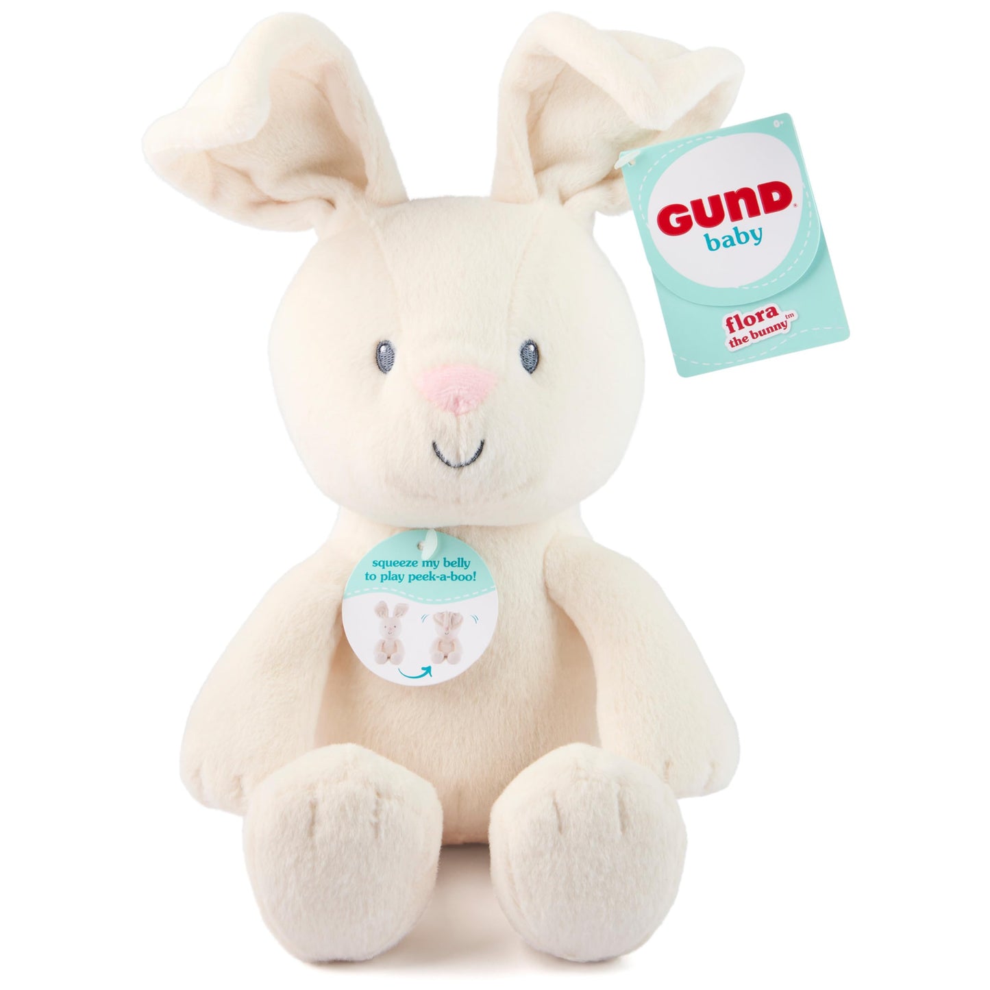 GUND Baby Peek-a-Boo Flora 7-Inch Bunny Squeeze-Activated Plush Toy