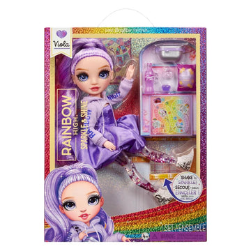 Rainbow HIGH Sparkle and Shine Viola (Purple) Model Doll 28 cm with Liquid Glitter in Legs, Shake to See Them Glitter, Ideal for Children 4 to 12