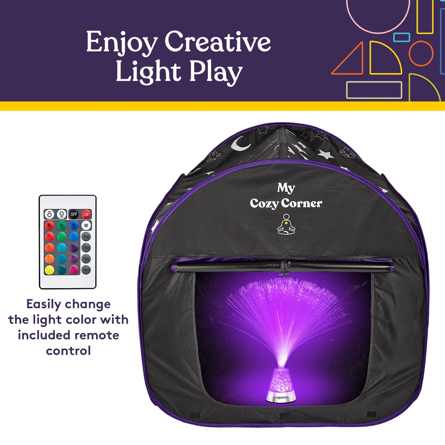 Special Supplies Blackout Sensory Tent for Kids, Pop Up Calming Play Room with Fiber Optic Lamp and Glow-in-the-Dark Fuzzy Blanket