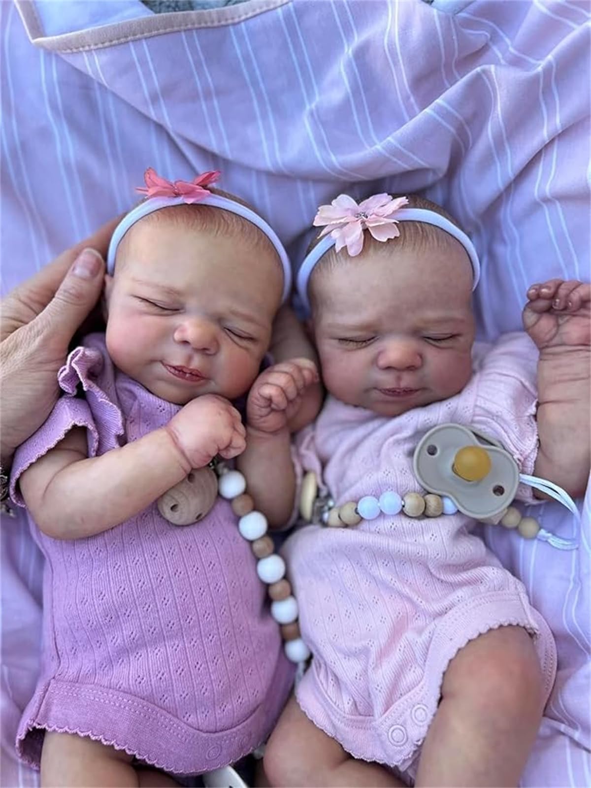 GYCV Realistic Newborn Baby Dolls Twins - 19 Inch Reborn Baby Dolls Twins Girl, Lifelike Baby Dolls Soft Body, Silicone Vinyl Newborn Baby that Look