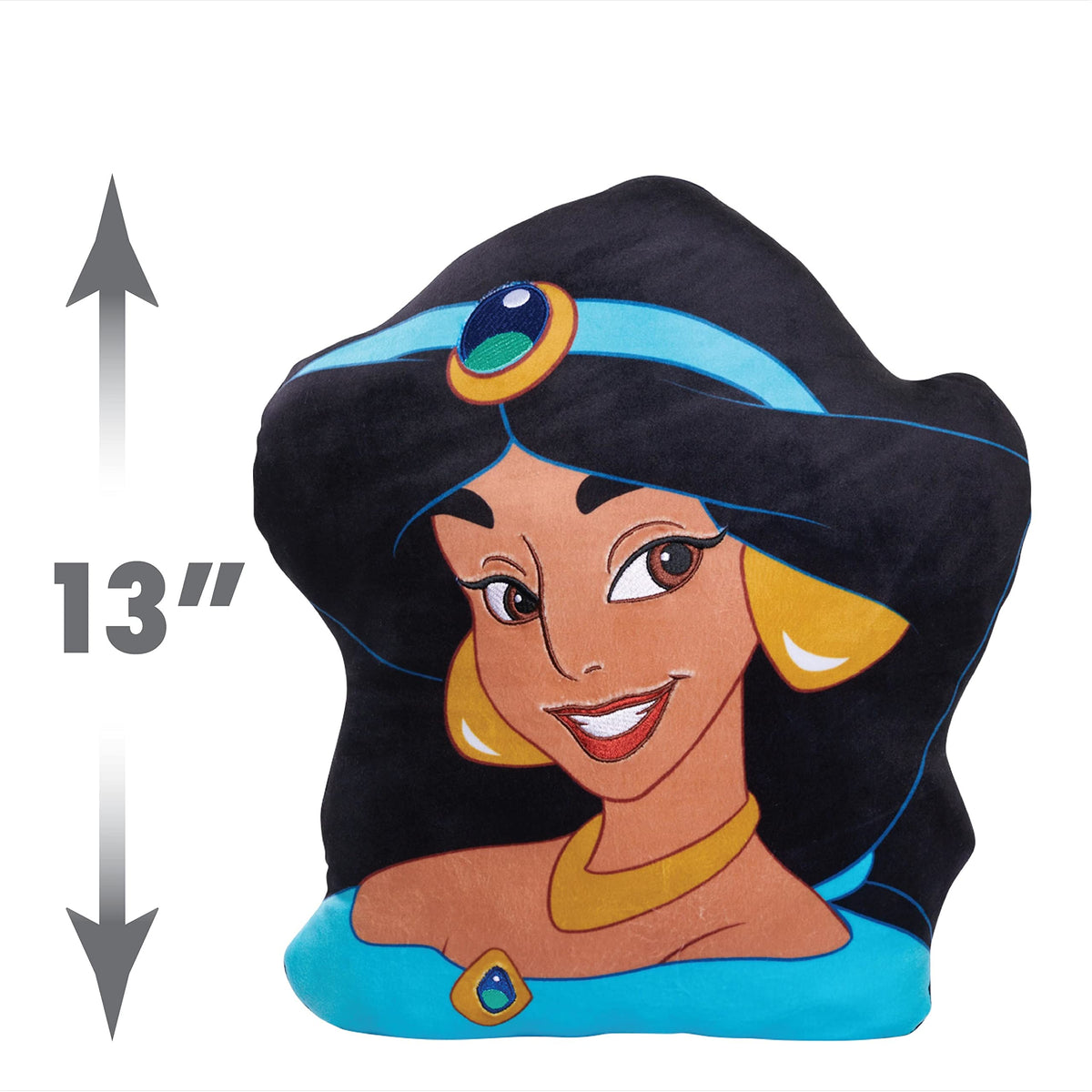 Disney Princess Character Heads 13.5-inch Plush Jasmine, Aladdin, Super Soft Plush, Kids Toys for Ages 3 Up by Just Play