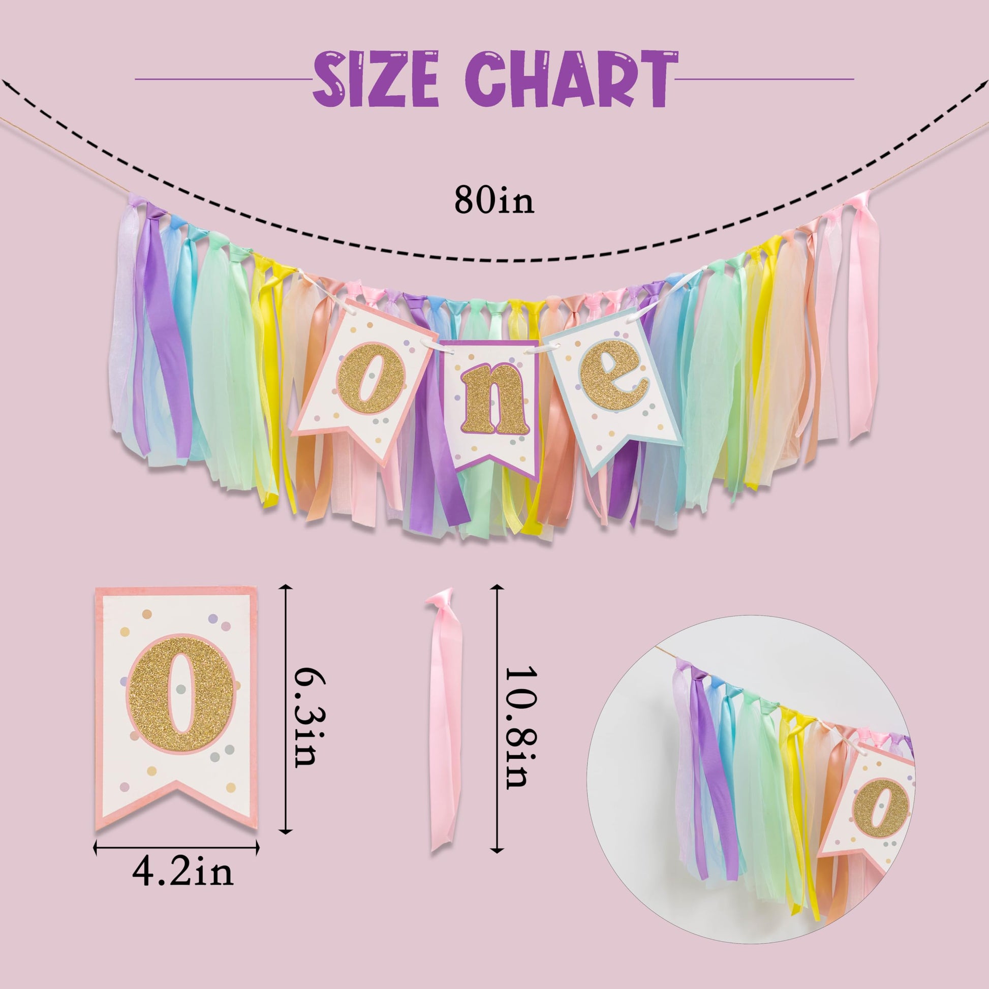 Pastel Rainbow High Chair Banner 1st Birthday