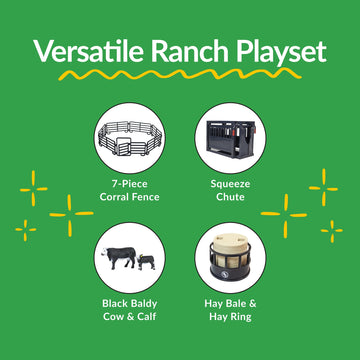Big Country Toys 12-Piece Ranch Set - Farm Animal Toys for 3 Year Old Boys and Girls - Toy Figures & Playsets