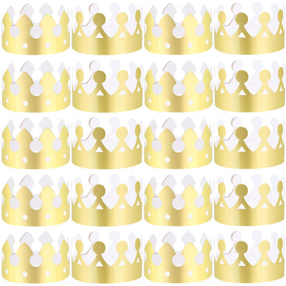 LOCOLO 40 Pieces Golden Paper Crowns, Paper Crown for Birthday Party Baby Shower Photo Props