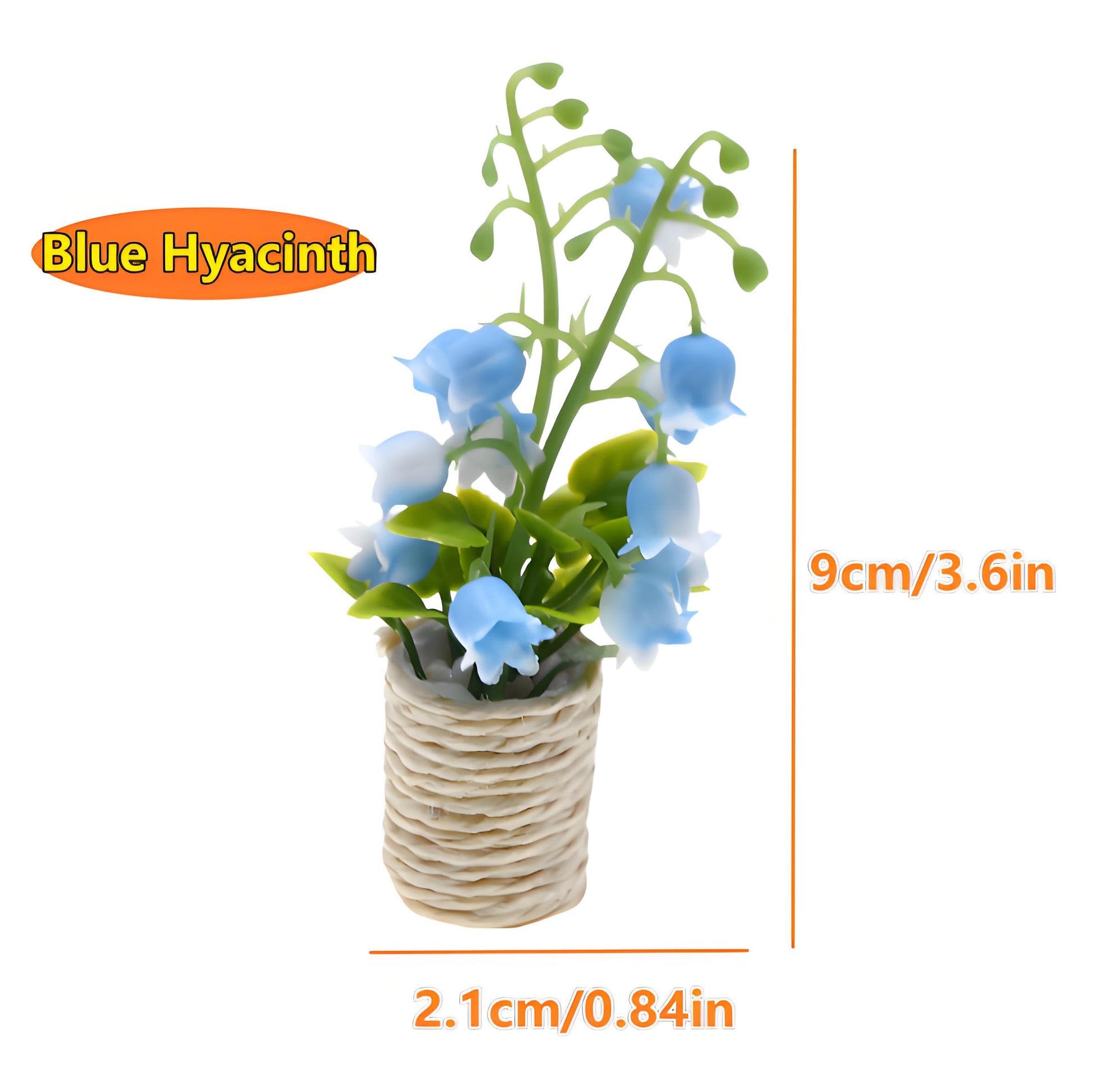 Miniature Blue Hyacinth Potted Plants - 1:12 Scale Artificial Flower Basket Bonsai for Dollhouse Decoration, Fairy Garden, Micro Landscape, DIY Home
