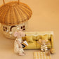 Funky Mini House Miniature Dollhouse Leather Couch -1:12 Scale Mini Sofa Furniture Set with Cushions Fit 3 to 6 inches Doll Figure 1/12 Scale
