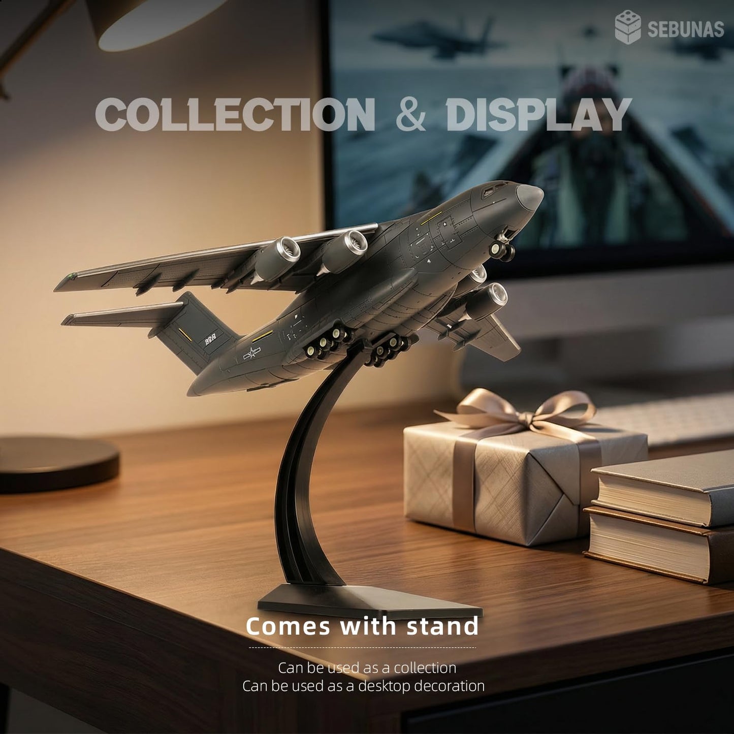 SEBUNAS 1:100 Scale Y-20 Transport Aircraft Quick Assembly Model Kit, Plastic Y-20 Fun Toy Airplane Assembly Model with Stand Kids Gift Suitable