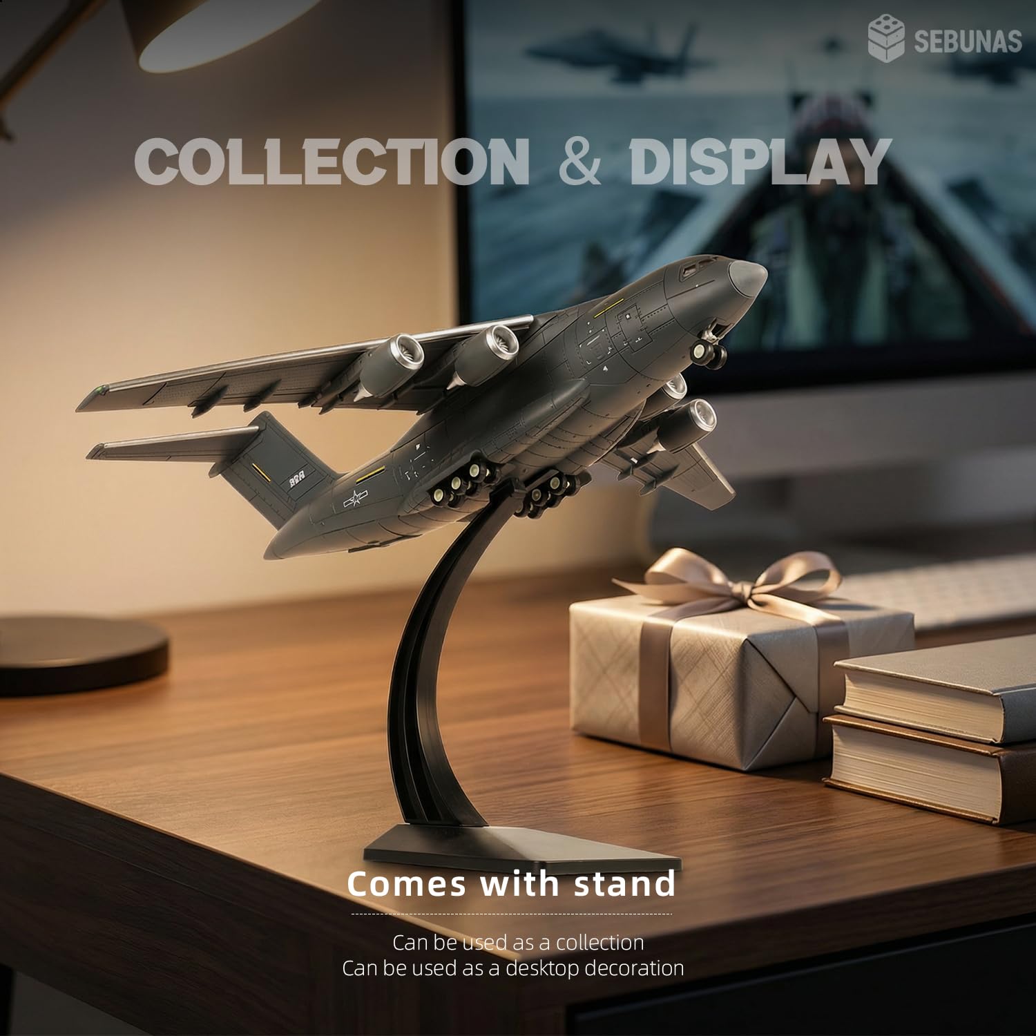 SEBUNAS 1:100 Scale Y-20 Transport Aircraft Quick Assembly Model Kit, Plastic Y-20 Fun Toy Airplane Assembly Model with Stand Kids Gift Suitable