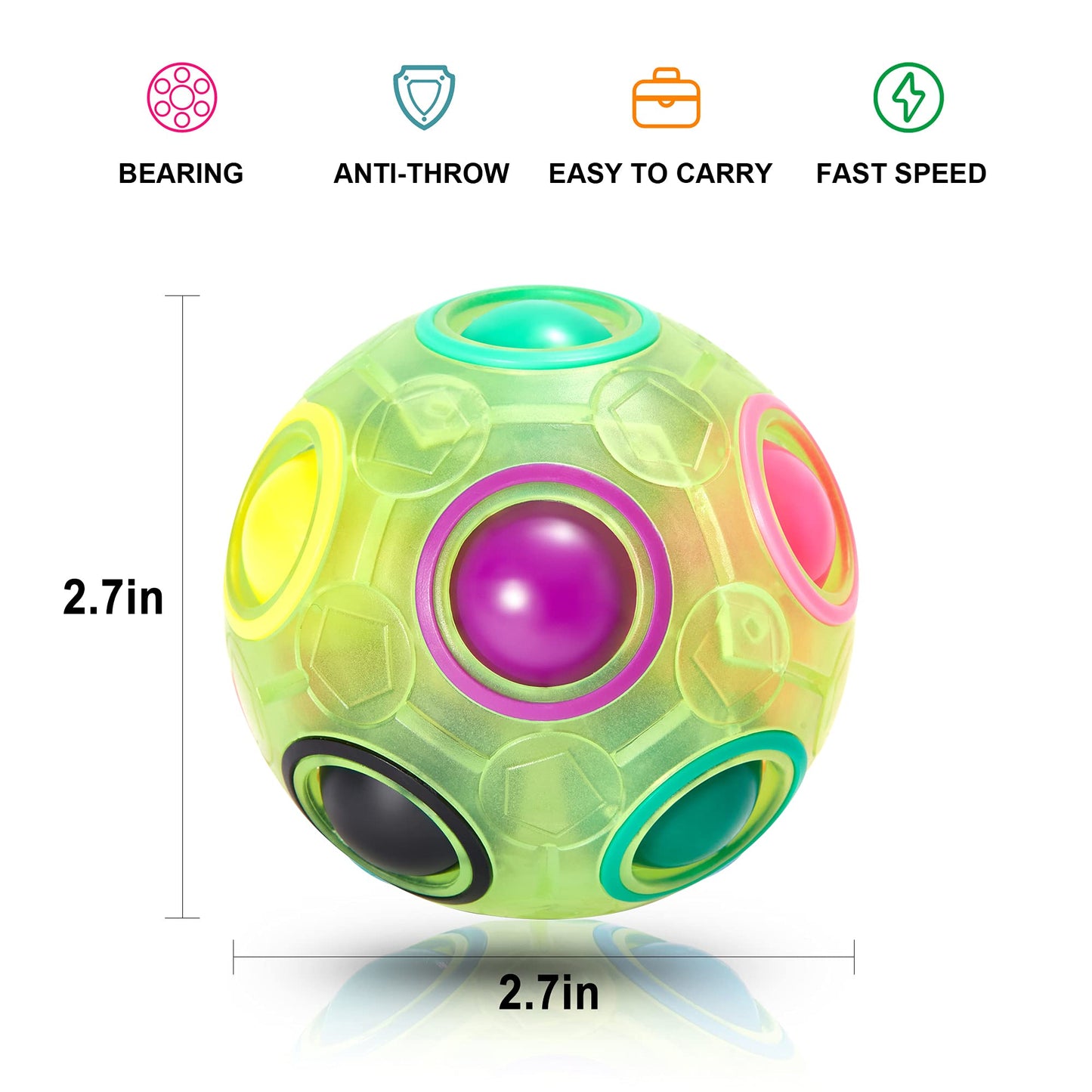 Vdealen Magic Rainbow Puzzle Ball, Fidget Ball Puzzle Brain Teaser Fidget Toy for Boys & Girls- Birthday Party Valentines Easter Christmas Stocking