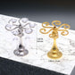 1:12 Scale Miniature Wine Glass Set with Metal Rack (Gold/Silver), 6 Clear Goblets, Elegant Dollhouse Dining Room & Bar Accessory for Collectors