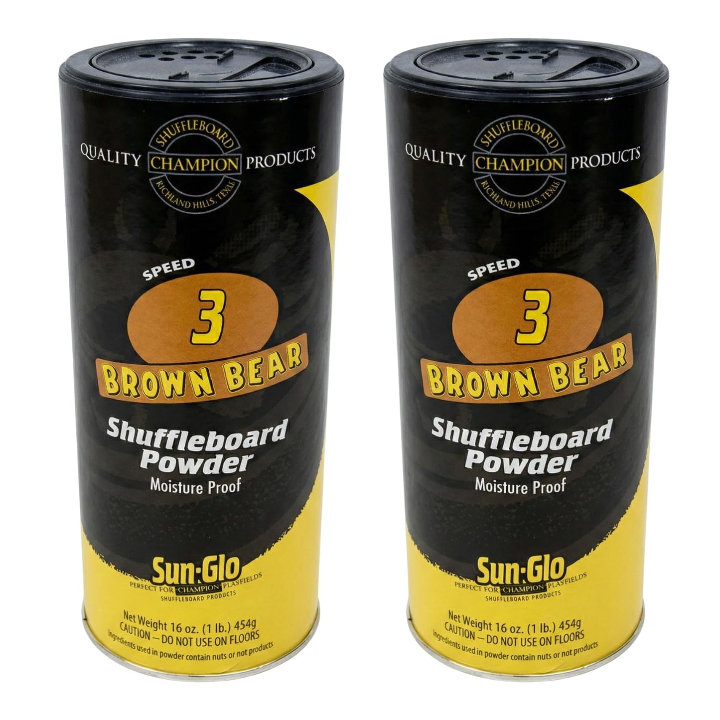 Sun-Glo Speed #3 (Brown Bear) Shuffleboard Powder Wax - Medium-Fast Speed for Optimal Control & Precision - 16 oz Shaker Can (Pack of 2)
