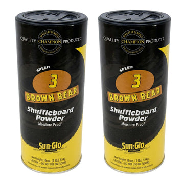 Sun-Glo Speed #3 (Brown Bear) Shuffleboard Powder Wax - Medium-Fast Speed for Optimal Control & Precision - 16 oz Shaker Can (Pack of 2)