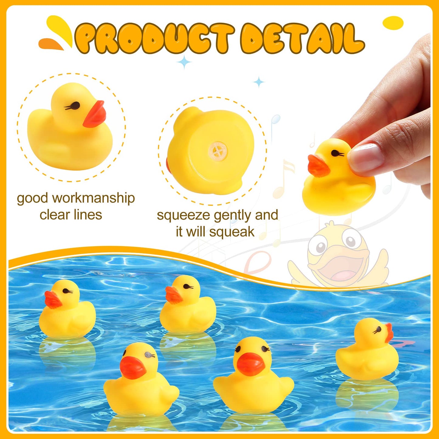Teling 200 Pcs Mini Rubber Ducks in Bulk Yellow Small Rubber Ducks Bulk Tiny Squeak Duckies for Birthday Party Favor Gift(1.57 x 1.57 x 1.18 Inch)