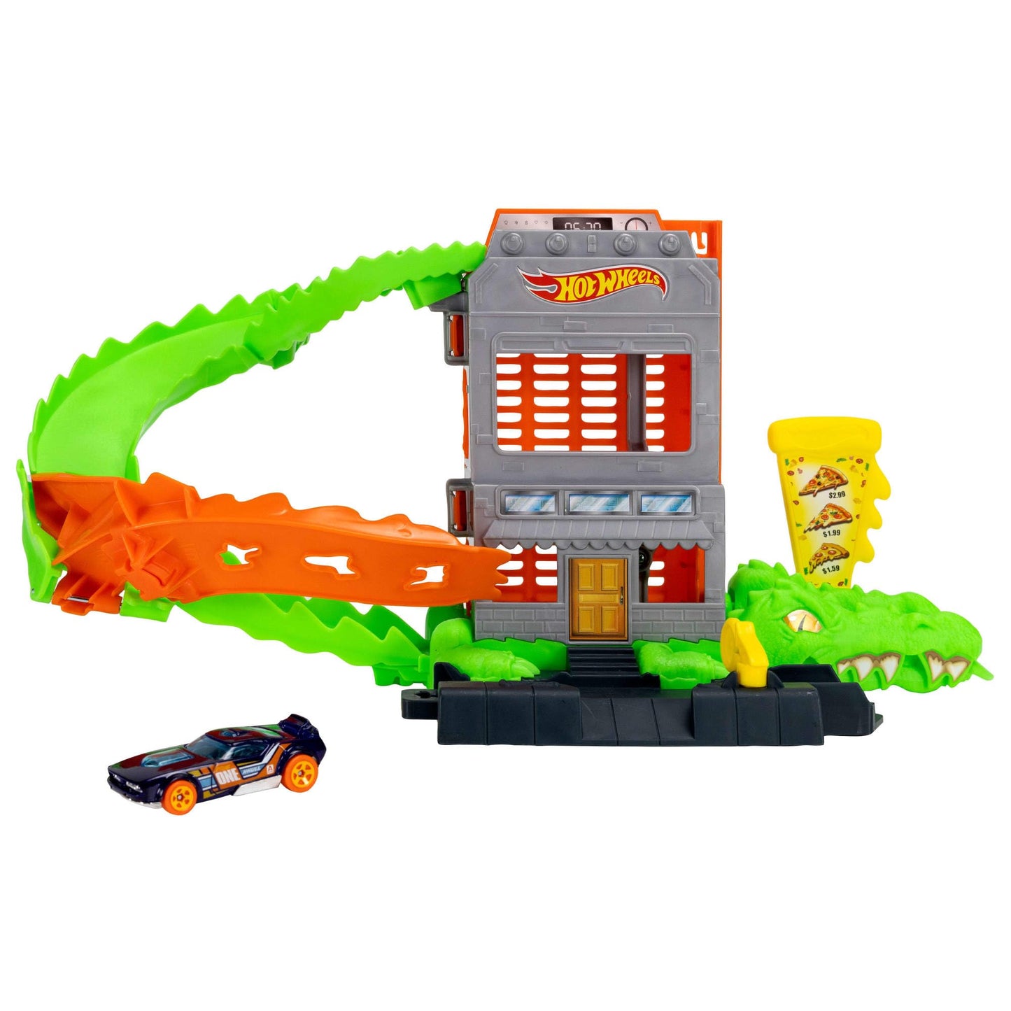 Hot Wheels Croc Pizza Attack Playset & 1:64 Scale Toy Car