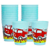 BLUE PANDA Plastic Fire Truck Cups for Kids - 16 Oz, Blue, Pack of 16 - Party Favor Cups for Fire Truck Theme, Reusable & Recyclable