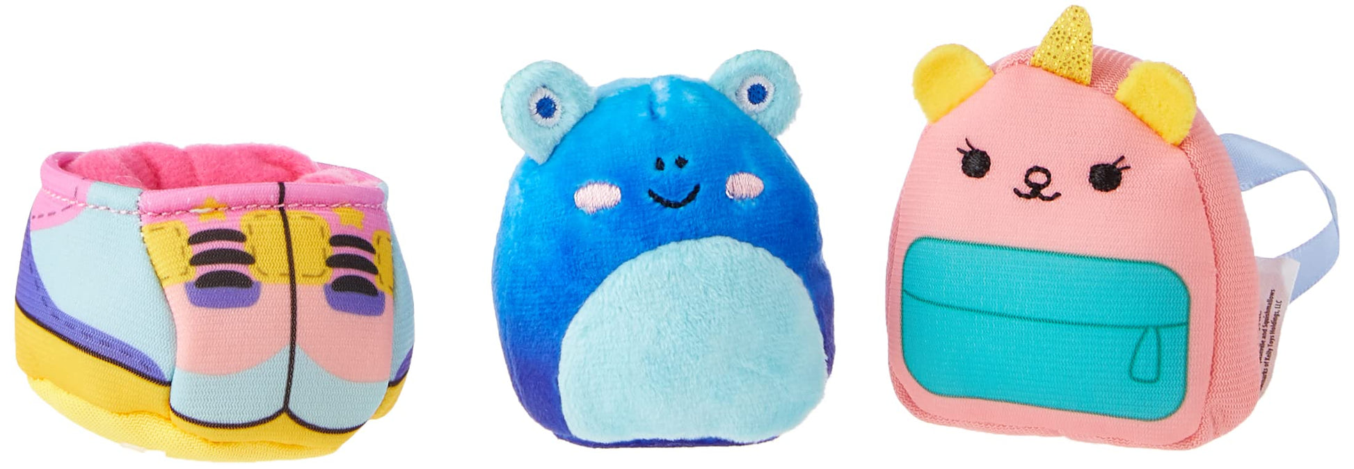 Squishville by Original Squishmallows Back to School Accessory Set - Includes 2-Inch Alandy The Blue Frog Plush, Plus Sneakers, Backpack Accessories