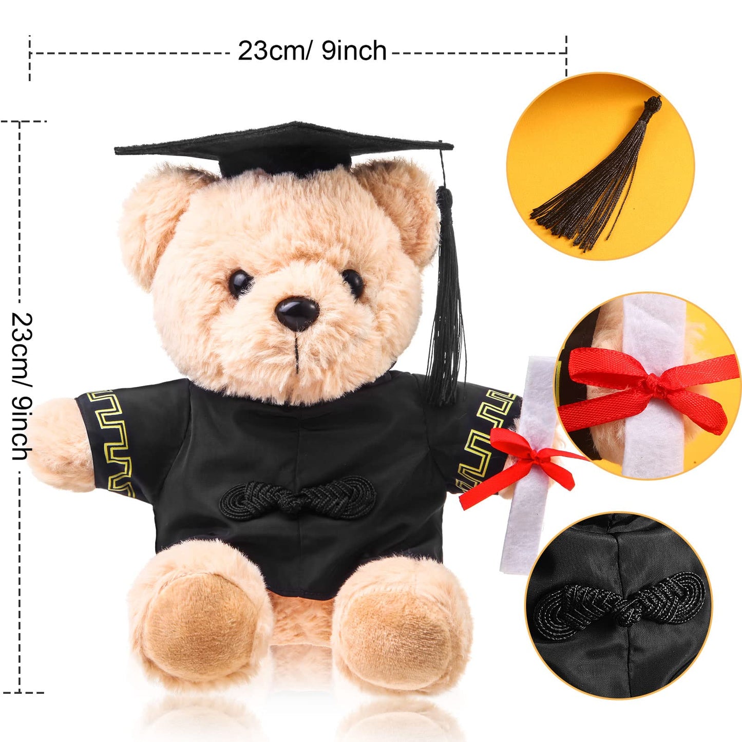 2 Sets Bear with Graduation Cap Toys Class of 2026 Graduation Plush Stuffed Teddy Bear Animal Dog Graduation Cap and Gown with Greeting Card and Bag