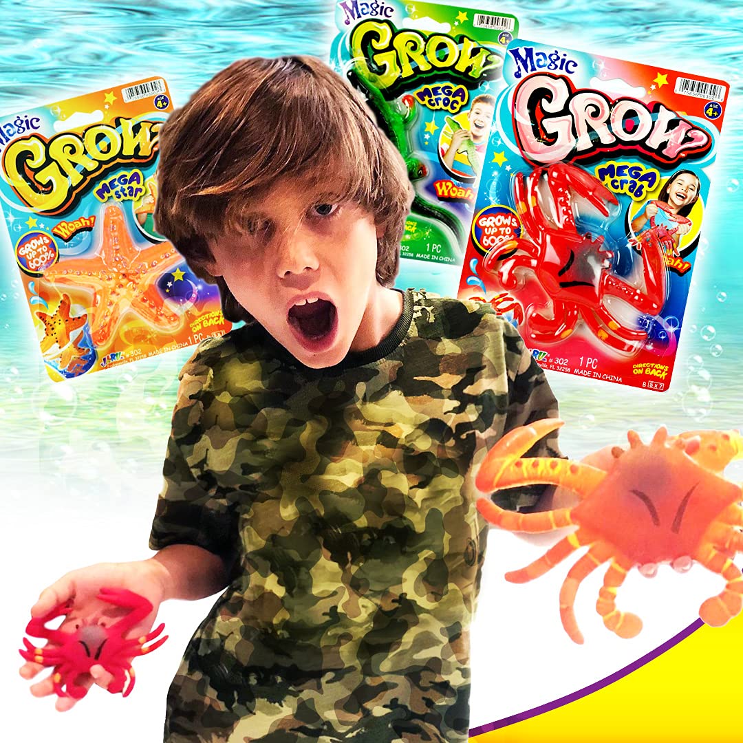 JA-RU Magic Grow Ocean Themed Water Animals (6 Packs Assorted) Beach Life Theme Toys | Bulk Expanding Bath and Pool Toys for Kids. Sea Creatures Party