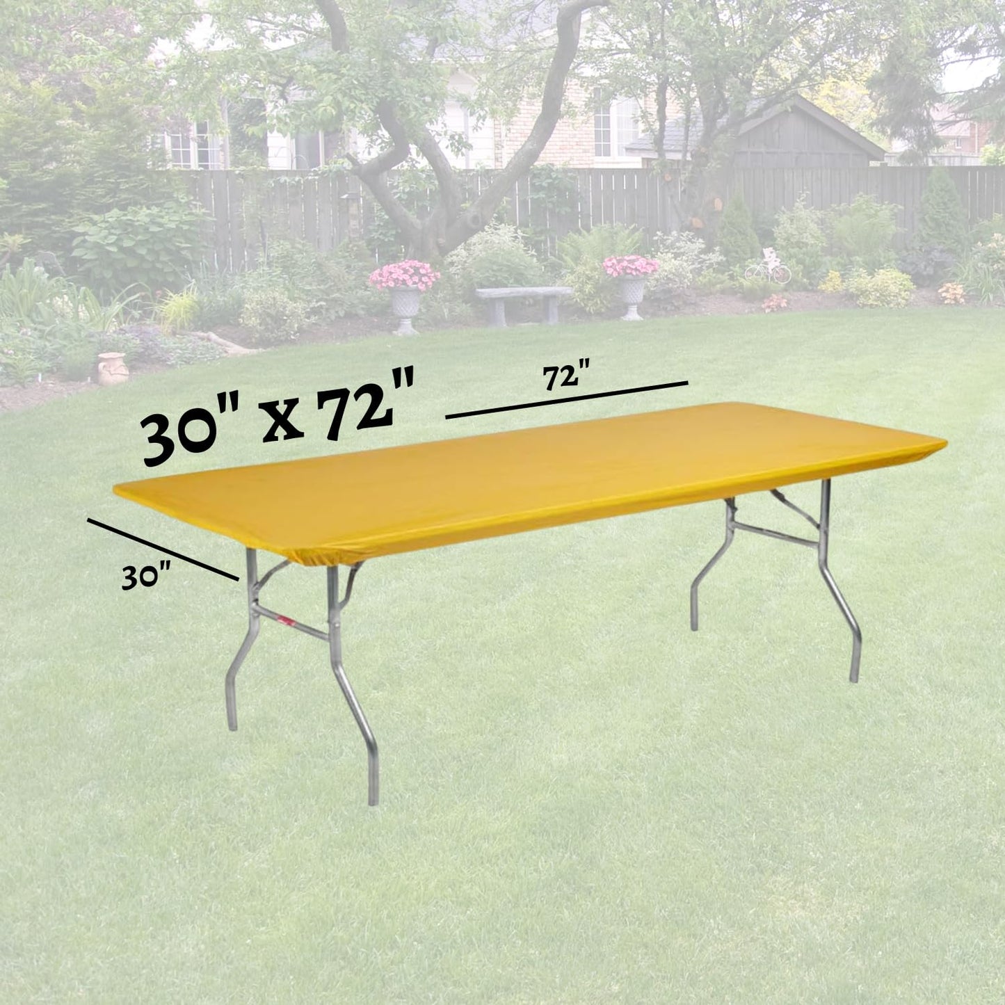 Kwik-Covers 6' Rectangle Plastic Table Covers 30" x 72", Bundle of 5 (Gold)