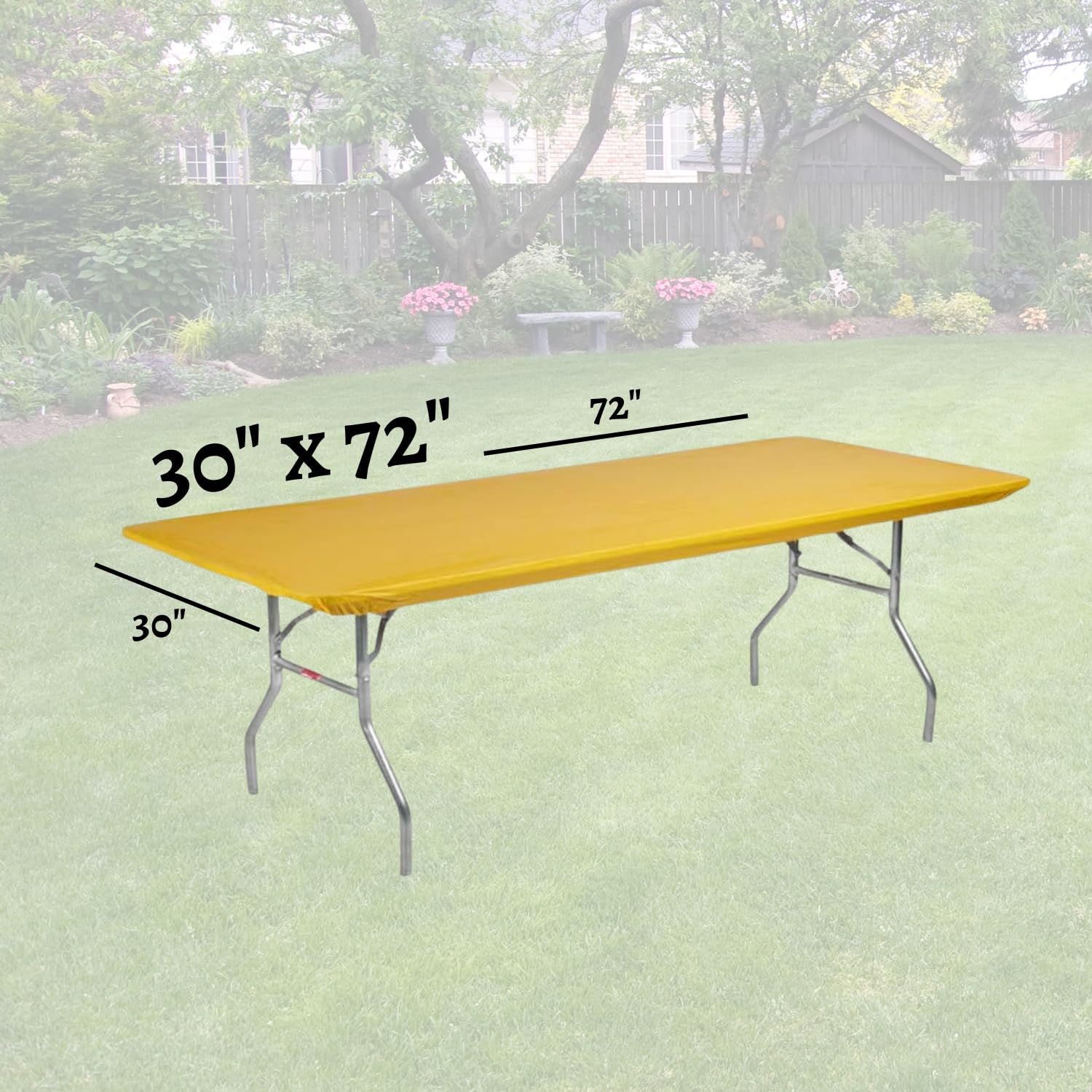 Kwik-Covers 6' Rectangle Plastic Table Covers 30" x 72", Bundle of 5 (Gold)