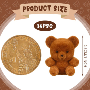 Deekin 36 Pcs Mini Flocked Bear Cute Miniature Stuffed Plush Bear Bulk 1'' Tiny Animal Baby Shower Decoration Birthday Party Favor Small Bag Charm