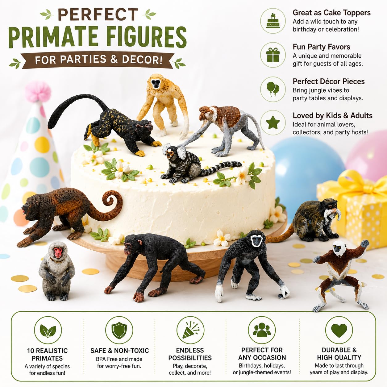 Safari Ltd. Primates TOOB - Figurines of Various Monkeys - Fun Educational Play Toy for Boys, Girls & Kids Ages 3+