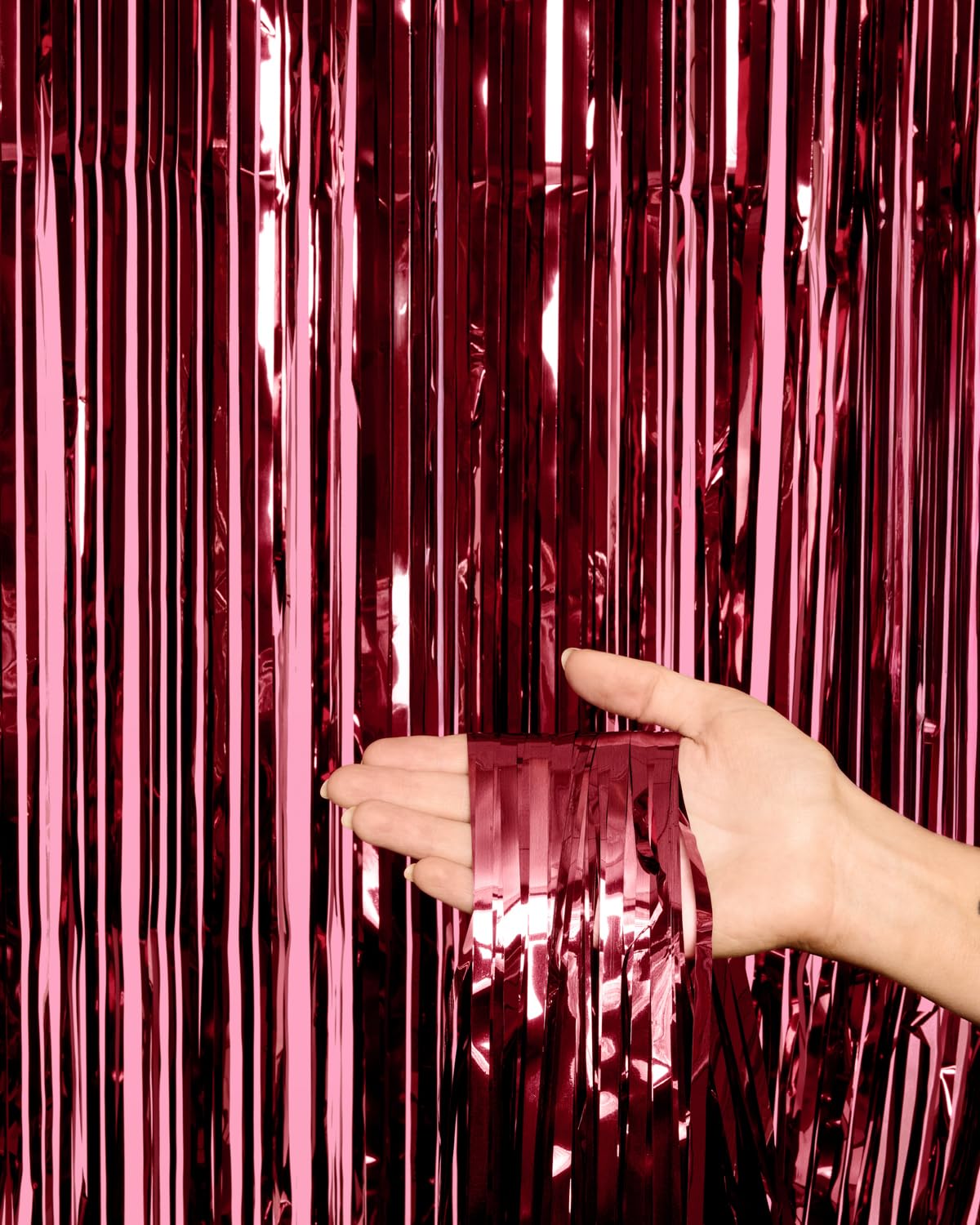 xo, Fetti Burgundy Red Party Curtain - Set of 2 | Bachelorette Fringe Decorations, Cute Birthday Photo Booth, Party Backdrop, Wine Bday Supplies