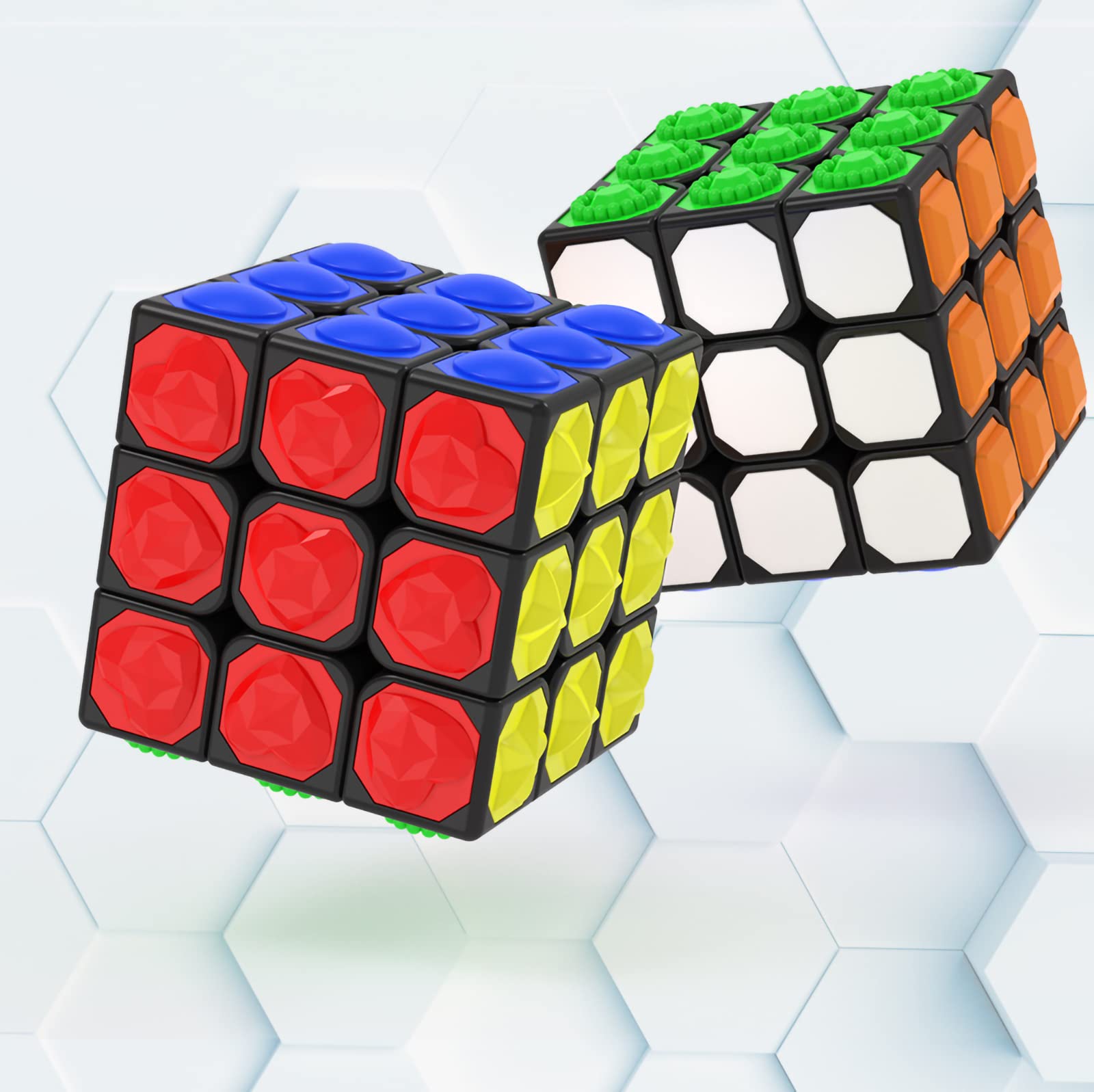 AMAZA 3x3 Speed Cube Black 3x3x3 Magic Speed Cube Puzzles Fidget Toys Tactile Cube Special Puzzle Touch Twist Patch Visually Impaired Cube Toys