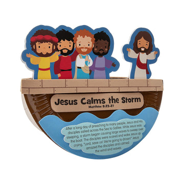 Fun Express Jesus Calms The Storm Rocking Paper Plate Craft Kit - Sunday School Crafts for Kids Ages 4-8 | Christian Crafts & Bible Activities