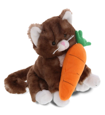 DolliBu Happy Easter Super Soft Plush Brown Cat with Carrot - Cute Stuffed Animals with Carrot Plush Toy, Perfect Easter Holiday Surprise Gift - 7"