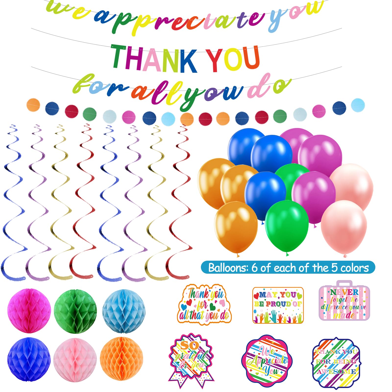 We Appreciate You Decorations,Pre-Strung Iridescent Thank You for All You Do Banner,Work Office Party Decoration for Employee Worker Staff Teacher