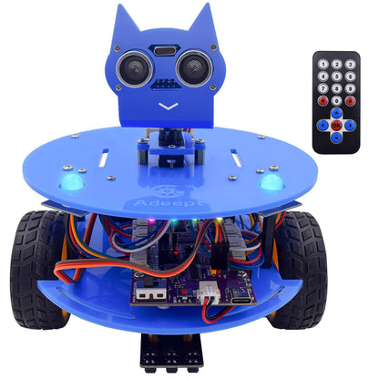Adeept Smart Car Kit(Compatible with Arduino IDE), Line Tracking, Obstacle Avoidance, OLED Display, Ultrasonic Sensor, Wireless Remote Control, DIY